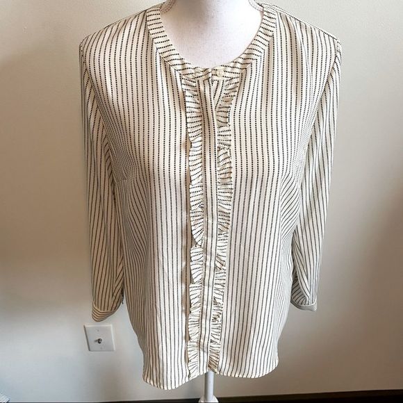 Talbots Tops - Talbots Striped Ruffled Button Down Top